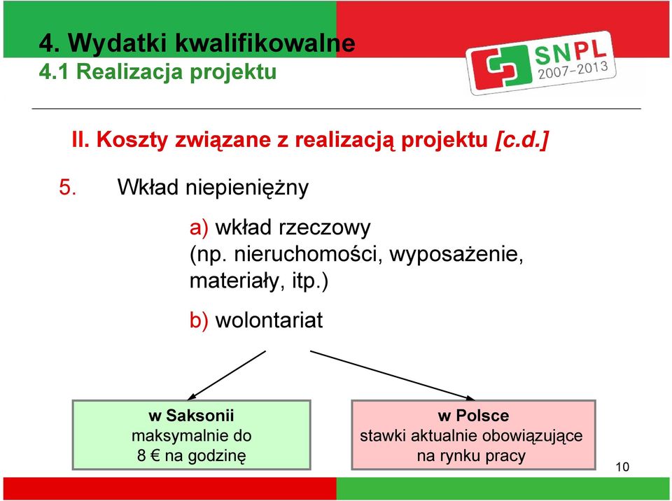 Wkład niepieniężny a) wkład rzeczowy (np.