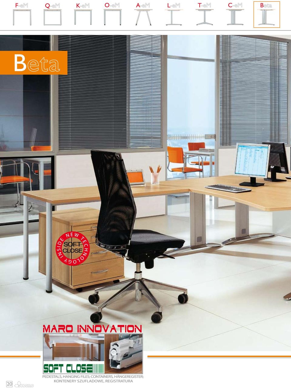 REGISTRATURA MARO INNOVATION 20 SOFT CLOSE PEDESTALS, HANGING