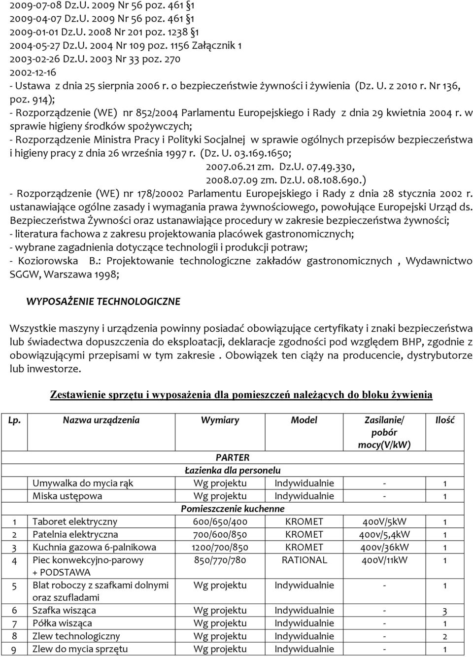 914); - Rozporządzenie (WE) nr 852/2004 Parlamentu Europejskiego i Rady z dnia 29 kwietnia 2004 r.