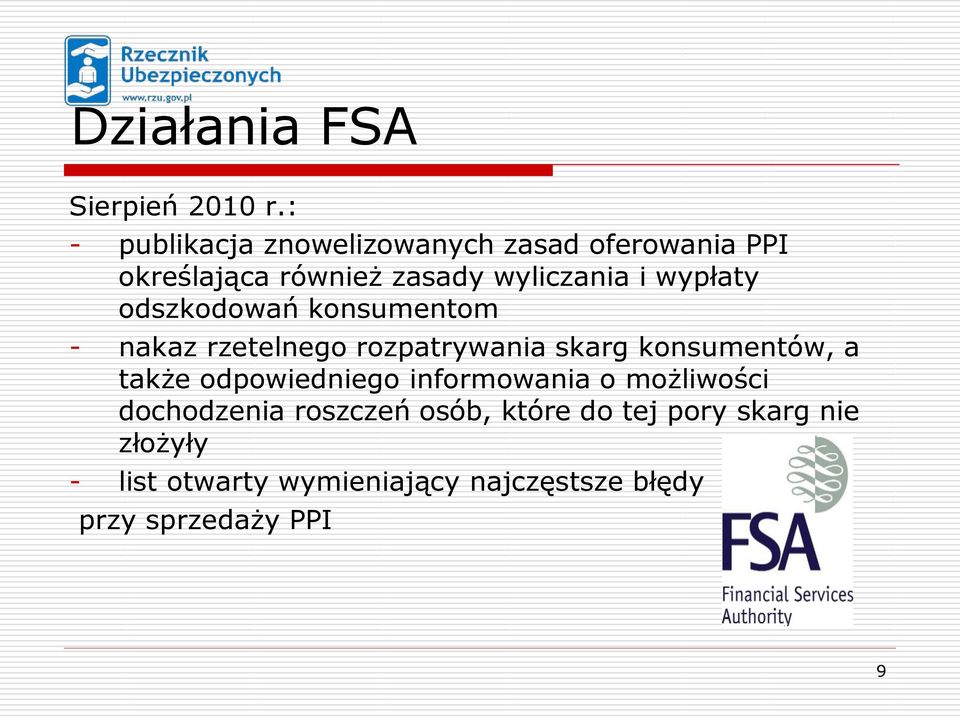 wypłaty odszkodowań konsumentom - nakaz rzetelnego rozpatrywania skarg konsumentów, a także