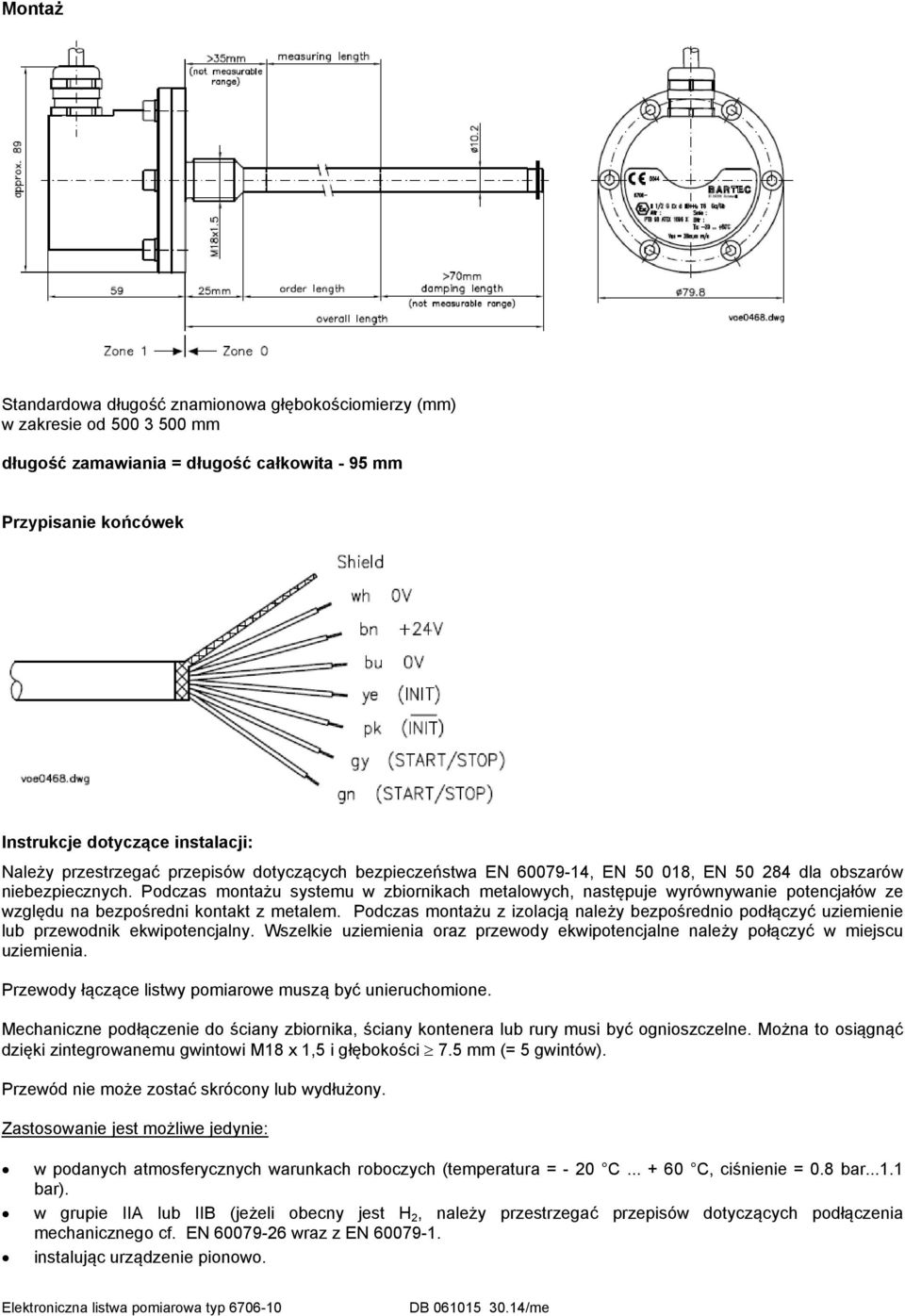 Podczas montażu systemu w zbiornikach metalowych, następuje wyrównywanie potencjałów ze względu na bezpośredni kontakt z metalem.