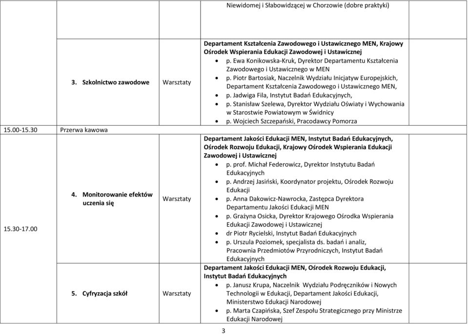 Ewa Konikowska-Kruk, Dyrektor Departamentu Kształcenia Zawodowego i Ustawicznego w MEN p.