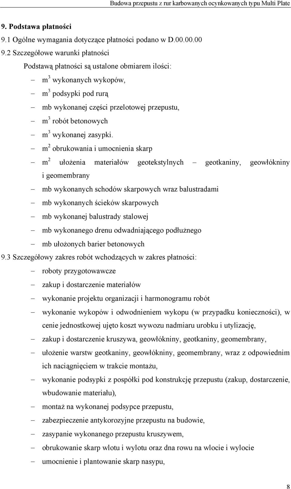 wykonanej zasypki.