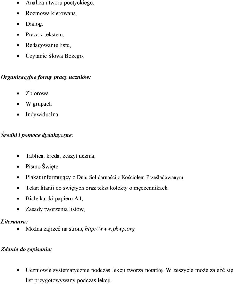 Prześladowanym Tekst litanii do świętych oraz tekst kolekty o męczennikach.