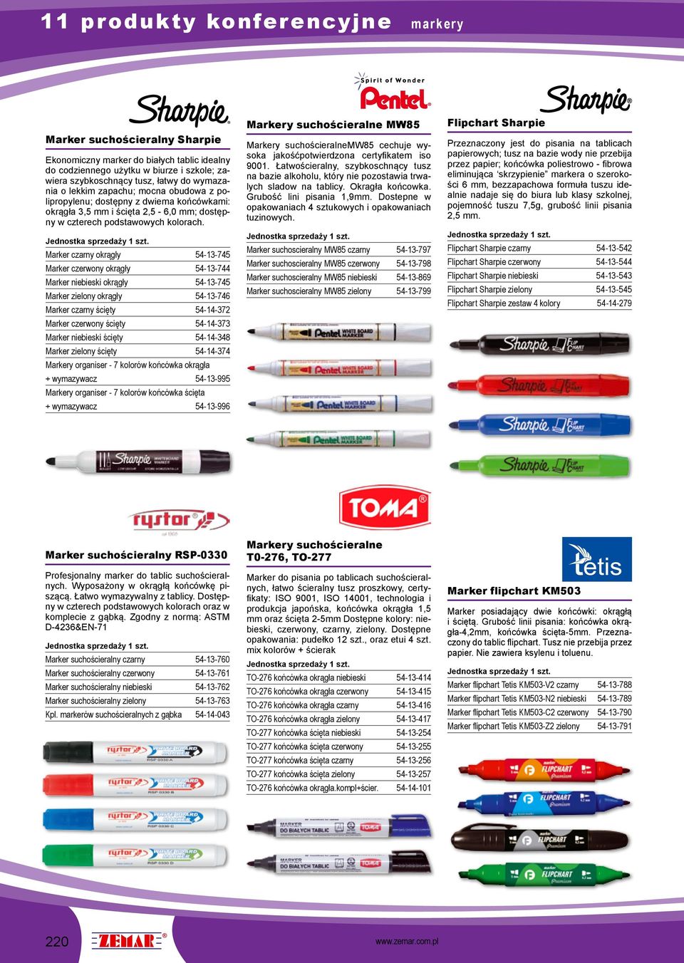 Marker czarny okrągły 54-13-745 Marker czerwony okrągły 54-13-744 Marker niebieski okrągły 54-13-745 Marker zielony okrągły 54-13-746 Marker czarny ścięty 54-14-372 Marker czerwony ścięty 54-14-373