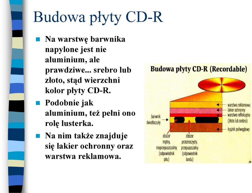 .. srebro lub złoto, stąd wierzchni kolor płyty CD-R.