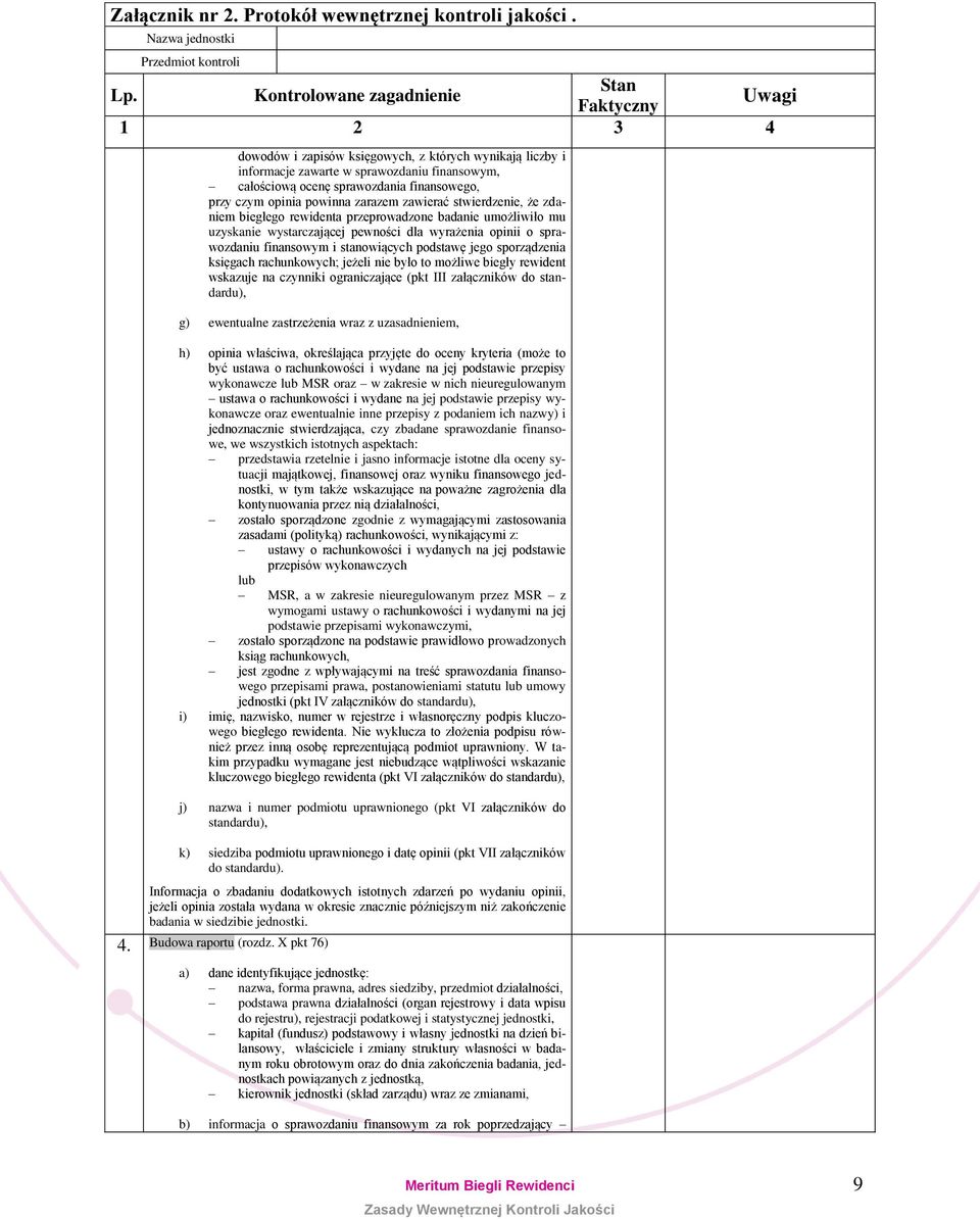 powinna zarazem zawierać stwierdzenie, że zdaniem biegłego rewidenta przeprowadzone badanie umożliwiło mu uzyskanie wystarczającej pewności dla wyrażenia opinii o sprawozdaniu finansowym i