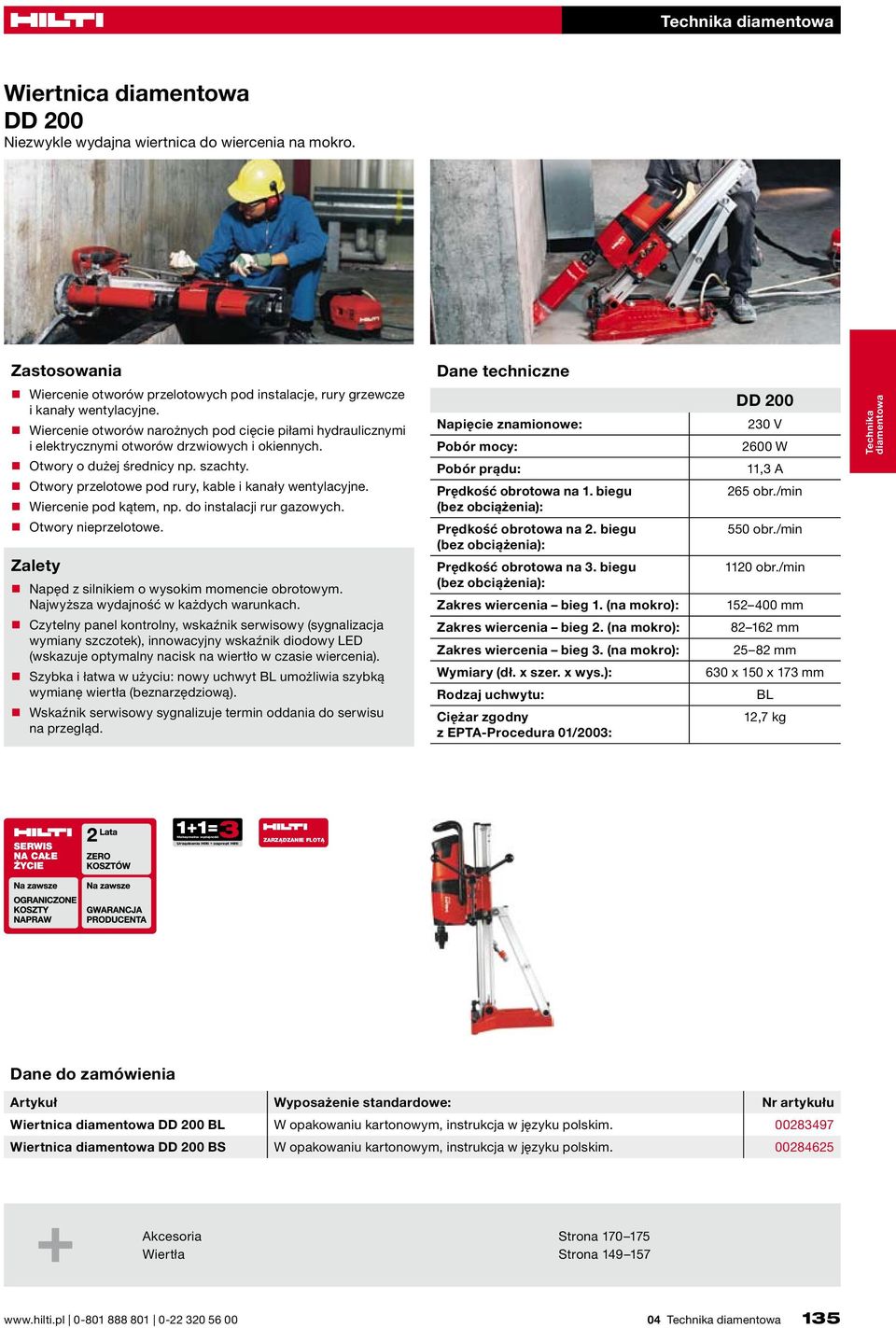 Wiercenie otworów narożnych pod cięcie piłami hydraulicznymi i elektrycznymi otworów drzwiowych i okiennych. Otwory o dużej średnicy np. szachty.