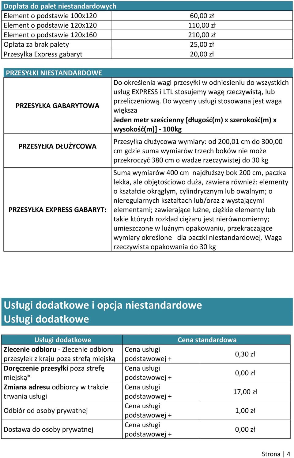 wagę rzeczywistą, lub przeliczeniową.