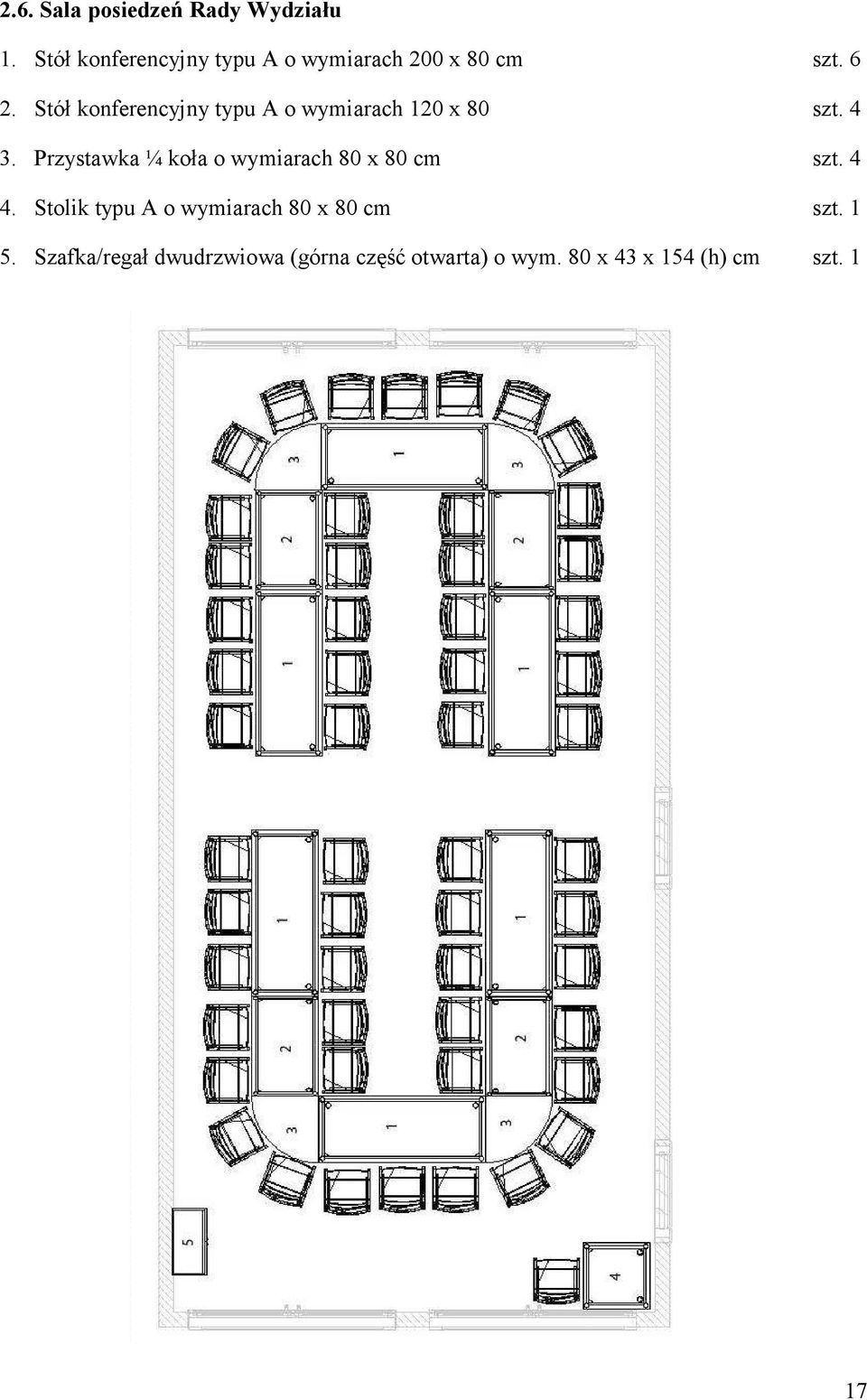 Stół konferencyjny typu A o wymiarach 120 x 80 szt. 4 3.