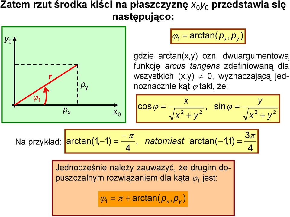 jenoznaznie kąt taki że: o in Na zkła: atan π natomiat atan π