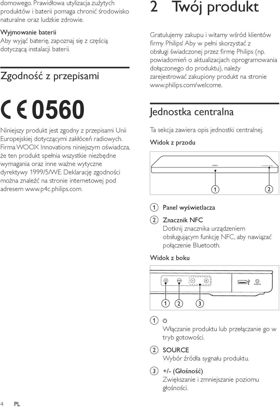 Aby w pełni skorzystać z obsługi świadczonej przez firmę Philips (np. powiadomień o aktualizacjach oprogramowania dołączonego do produktu), należy zarejestrować zakupiony produkt na stronie www.