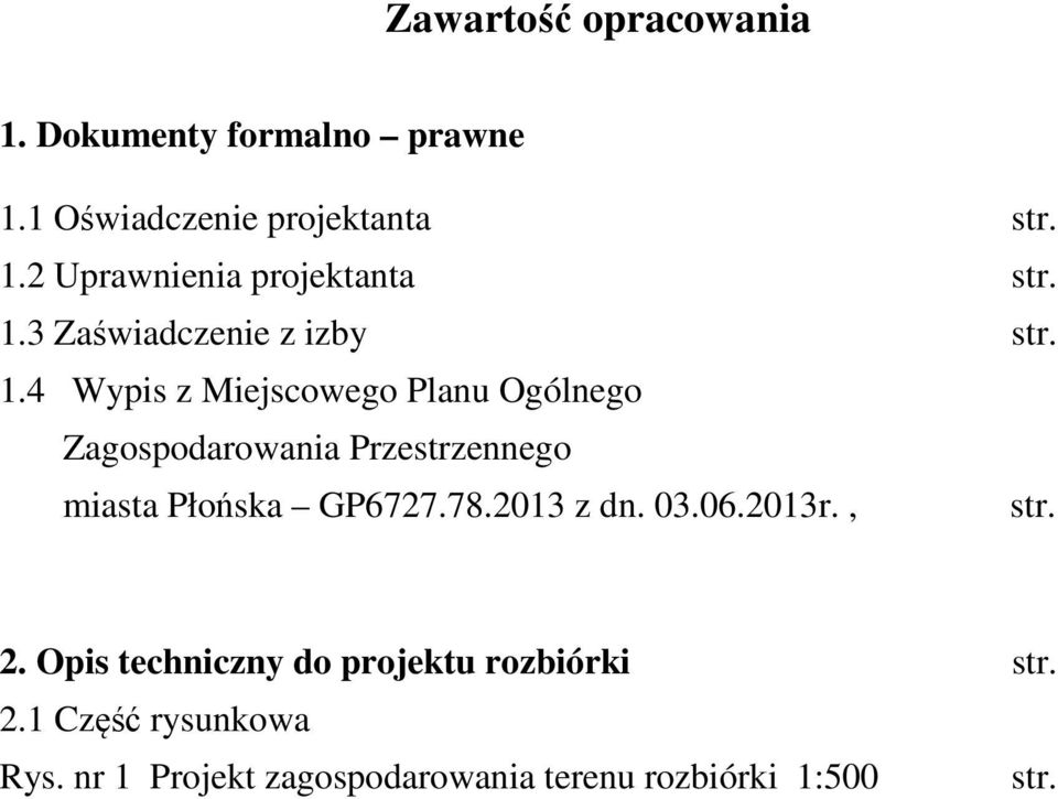 4 Wypis z Miejscowego Planu Ogólnego Zagospodarowania Przestrzennego miasta Płońska GP6727.78.