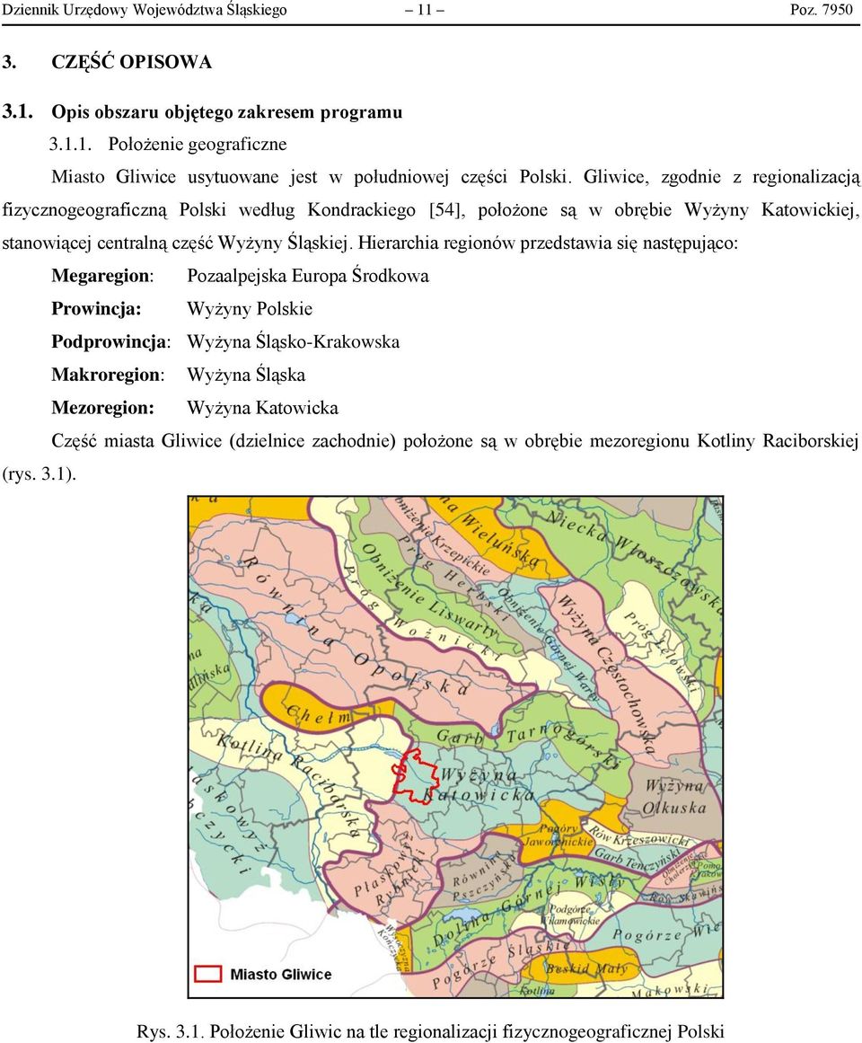 Hierarchia regionów przedstawia się następująco: Megaregion: Pozaalpejska Europa Środkowa Prowincja: Wyżyny Polskie Podprowincja: Wyżyna Śląsko-Krakowska Makroregion: Wyżyna Śląska Mezoregion: