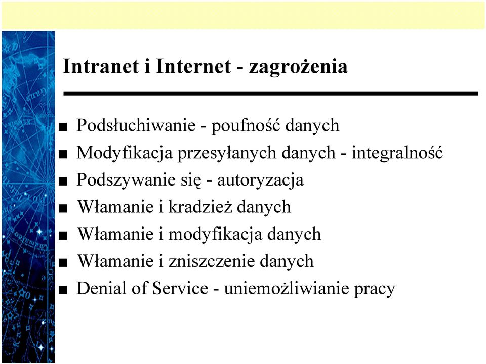 autoryzacja Włamanie i kradzież danych Włamanie i modyfikacja