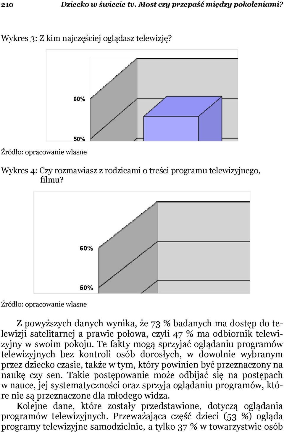 Te fakty mogą sprzyjać oglądaniu programów telewizyjnych bez kontroli osób dorosłych, w dowolnie wybranym przez dziecko czasie, także w tym, który powinien być przeznaczony na naukę czy sen.