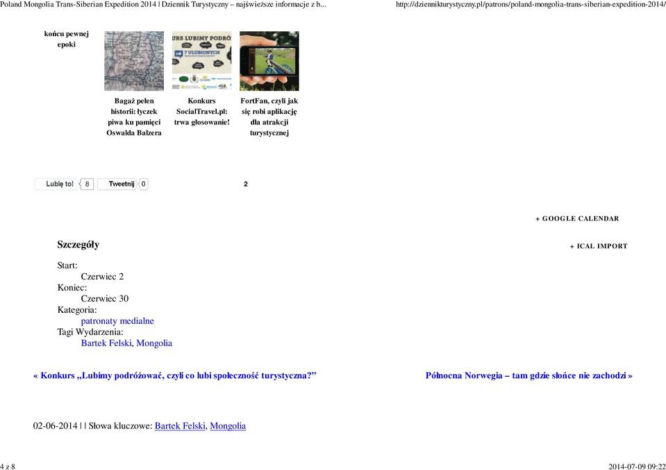 FortFan, czyli jak się robi aplikację dla atrakcji turystycznej 8 Tweetnij 0 2 + G OOGLE CALENDAR Szczegóły + ICAL IMPORT Start: