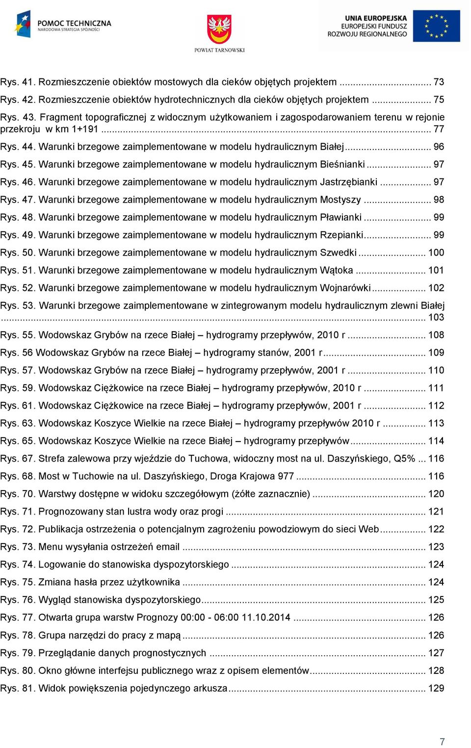 Warunki brzegowe zaimplementowane w modelu hydraulicznym Bieśnianki... 97 Rys. 46. Warunki brzegowe zaimplementowane w modelu hydraulicznym Jastrzębianki... 97 Rys. 47.