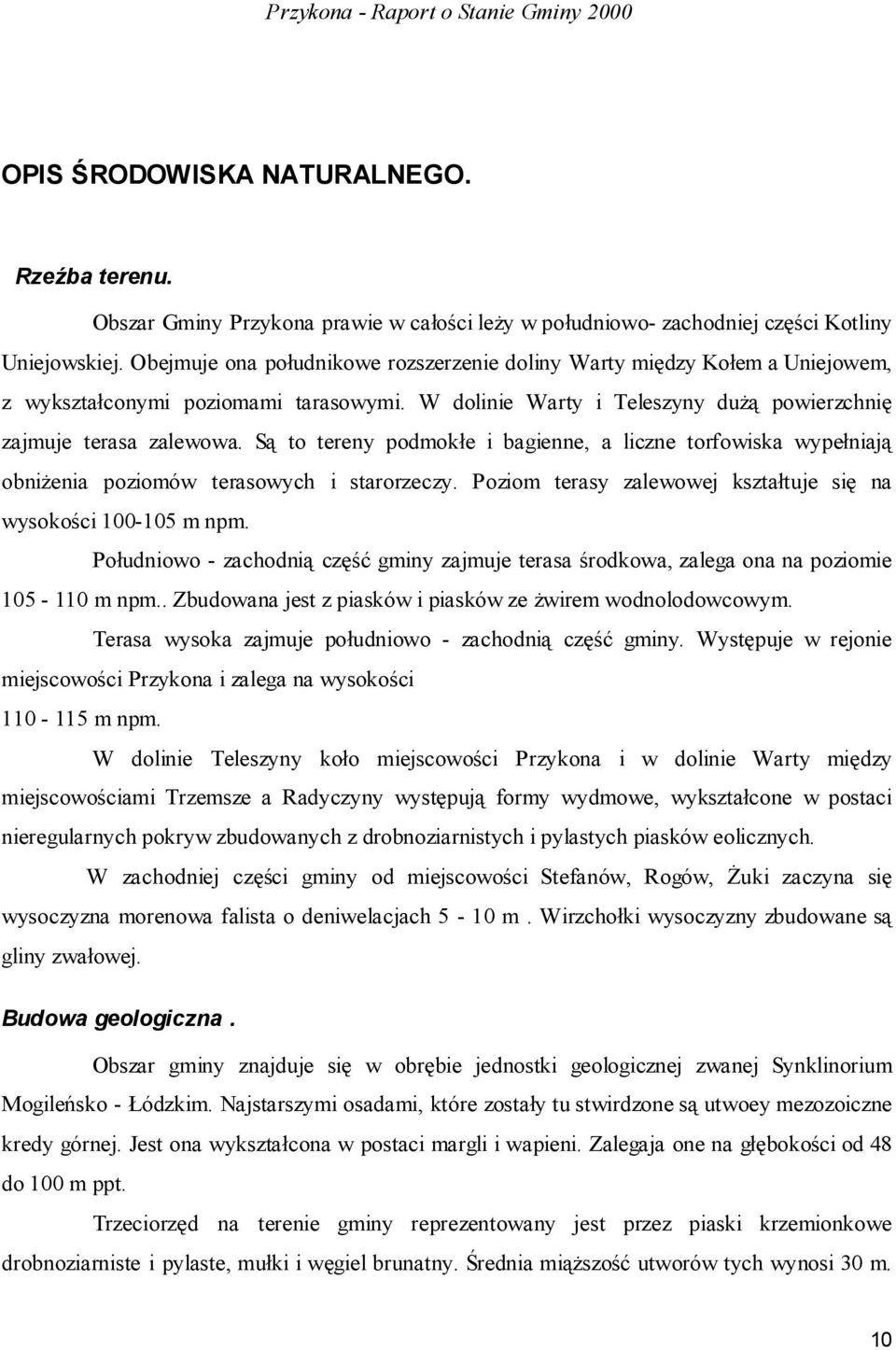 Są to tereny podmokłe i bagienne, a liczne torfowiska wypełniają obniżenia poziomów terasowych i starorzeczy. Poziom terasy zalewowej kształtuje się na wysokości 100-105 m npm.
