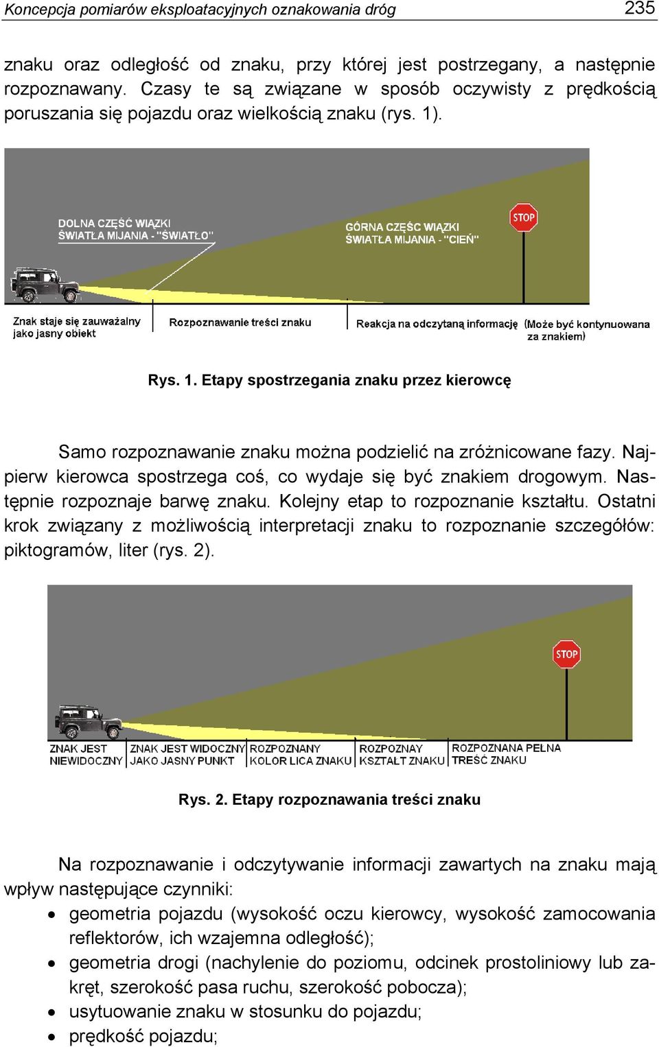. Rys. 1. Etapy spostrzegania znaku przez kierowcę Samo rozpoznawanie znaku można podzielić na zróżnicowane fazy. Najpierw kierowca spostrzega coś, co wydaje się być znakiem drogowym.