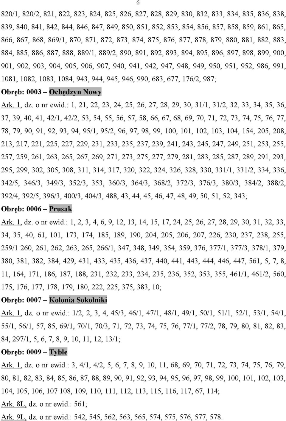 904, 905, 906, 907, 940, 941, 942, 947, 948, 949, 950, 951, 952, 986, 991, 1081, 1082, 1083, 1084, 943, 944, 945, 946, 990, 683, 677, 176/2, 987; Obręb: 0003 Ochędzyn Nowy Ark. 1, dz. o nr ewid.