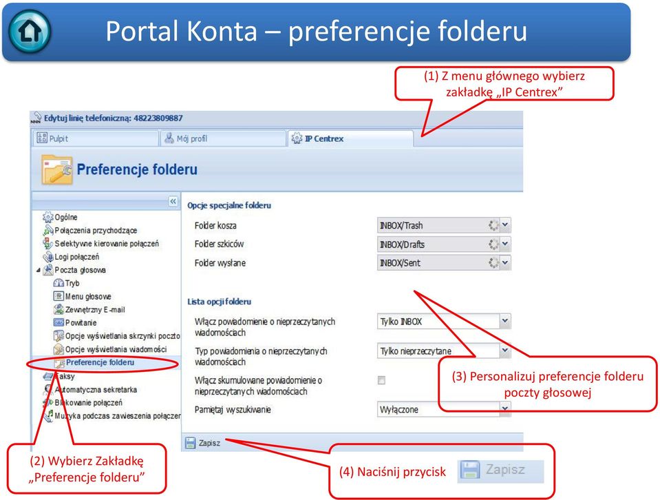 preferencje folderu poczty