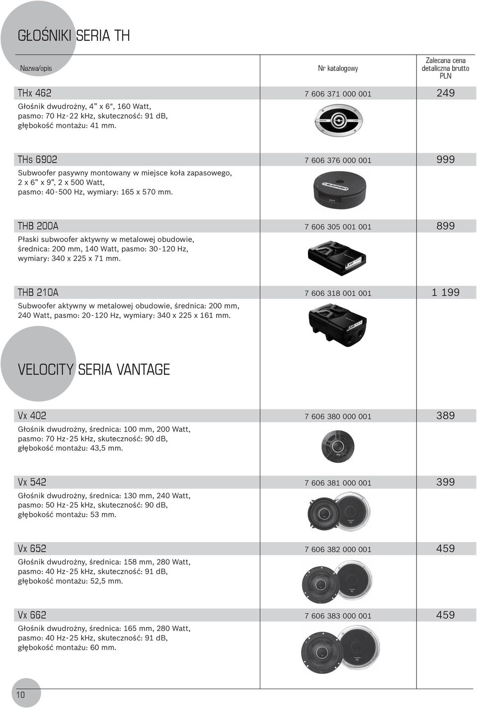 7 606 376 000 001 999 THB 200A Płaski subwoofer aktywny w metalowej obudowie, średnica: 200 mm, 140 Watt, pasmo: 30-120 Hz, wymiary: 340 x 225 x 71 mm.