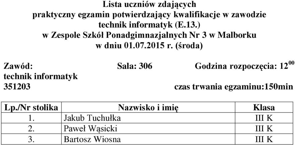 technik informatyk 351203 czas trwania egzaminu:150min 1.
