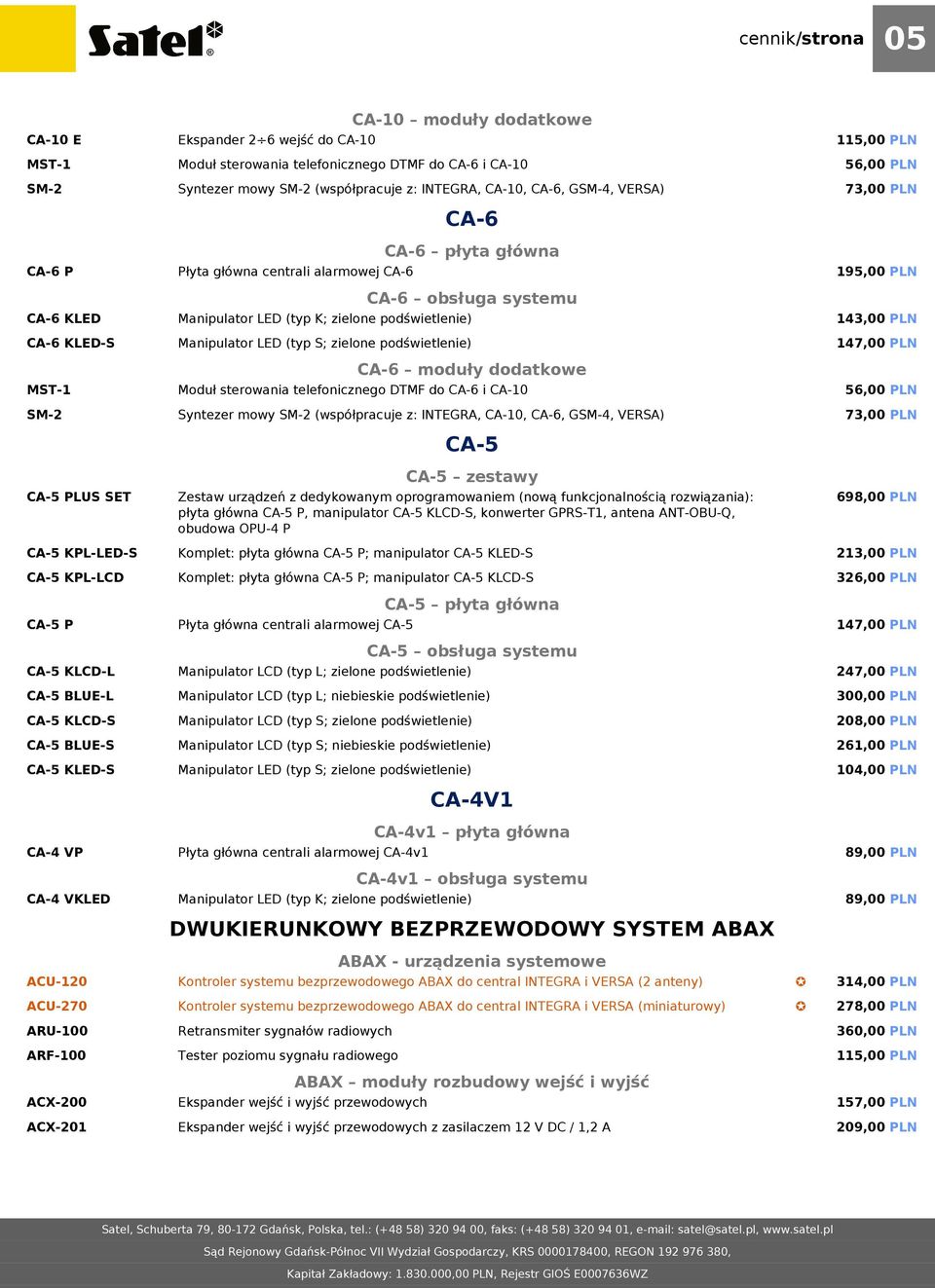 (typ S; zielone podświetlenie) CA-6 moduły dodatkowe Moduł sterowania telefonicznego DTMF do CA-6 i CA-10 Syntezer mowy SM-2 (współpracuje z: INTEGRA, CA-10, CA-6, GSM-4, VERSA) CA-5 115,00 PLN 56,00