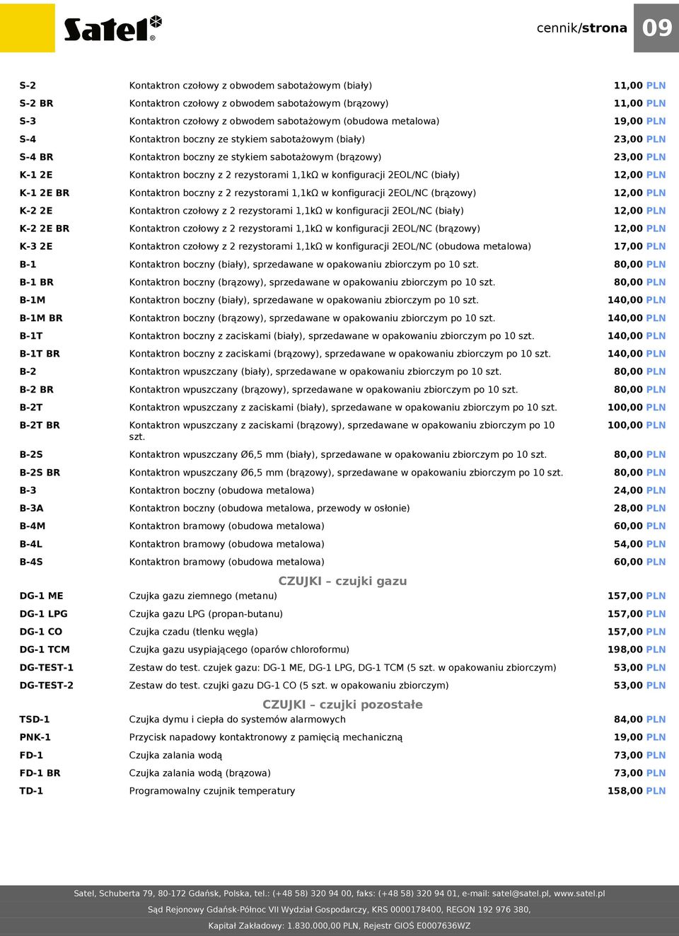 2EOL/NC (biały) 12,00 PLN K-1 2E BR Kontaktron boczny z 2 rezystorami 1,1kΩ w konfiguracji 2EOL/NC (brązowy) 12,00 PLN K-2 2E Kontaktron czołowy z 2 rezystorami 1,1kΩ w konfiguracji 2EOL/NC (biały)