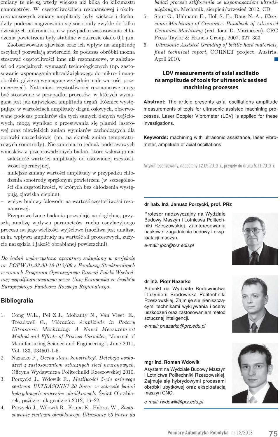 chłodzenia powietrzem były stabilne w zakresie około 0,1 µm.