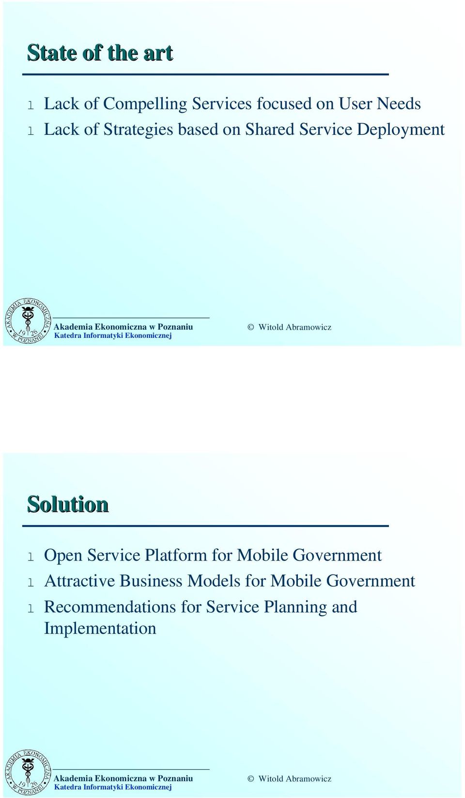Service Platform for Mobile Government l Attractive Business Models for