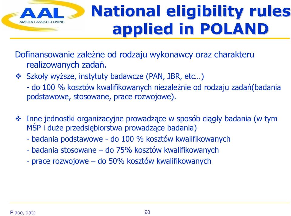 stosowane, prace rozwojowe).