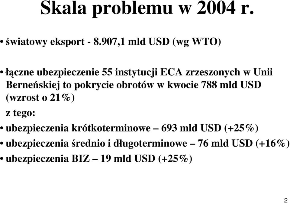 Berneńskiej to pokrycie obrotów w kwocie 788 mld USD (wzrost o 21%) z tego: