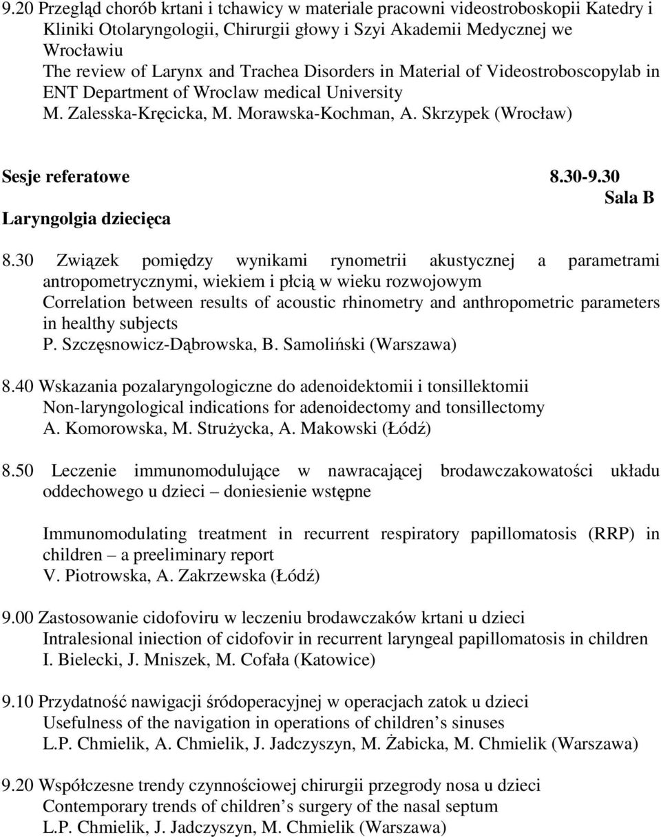 30 Sala B Laryngolgia dziecięca 8.