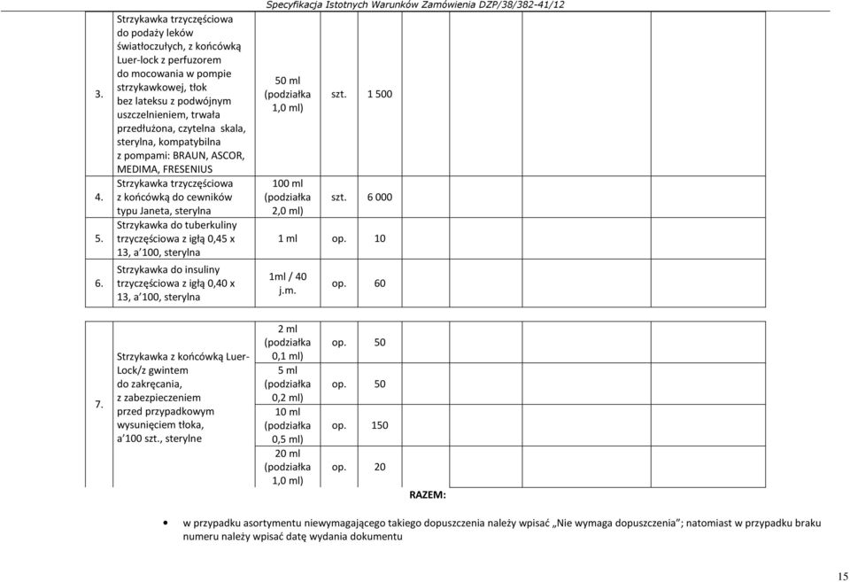 czytelna skala, sterylna, kompatybilna z pompami: BRAUN, ASCOR, MEDIMA, FRESENIUS Strzykawka trzyczęściowa z końcówką do cewników typu Janeta, sterylna Strzykawka do tuberkuliny trzyczęściowa z igłą