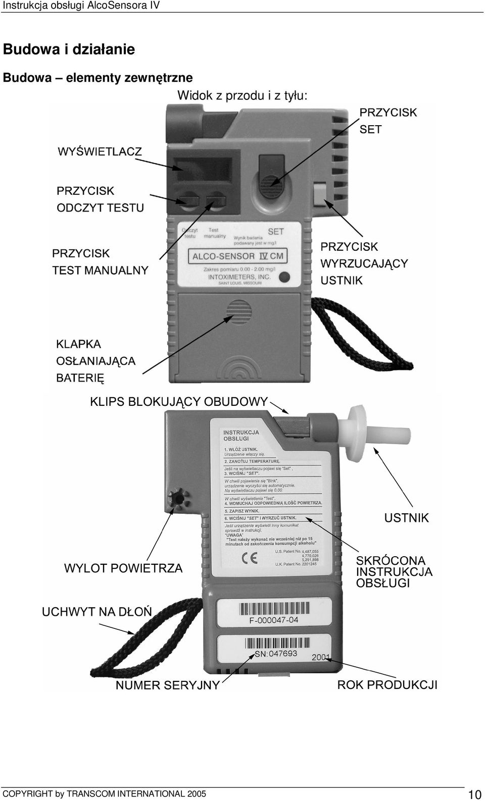 przodu i z tyłu: COPYRIGHT