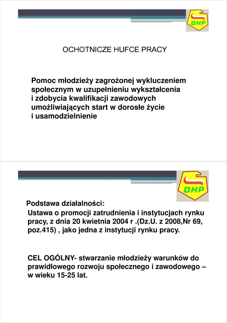 promocji zatrudnienia i instytucjach rynku pracy, z dnia 20 kwietnia 2004 r.(dz.u. z 2008,Nr 69, poz.