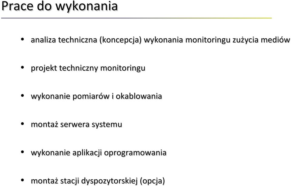 wykonanie pomiarów i okablowania montaż serwera systemu