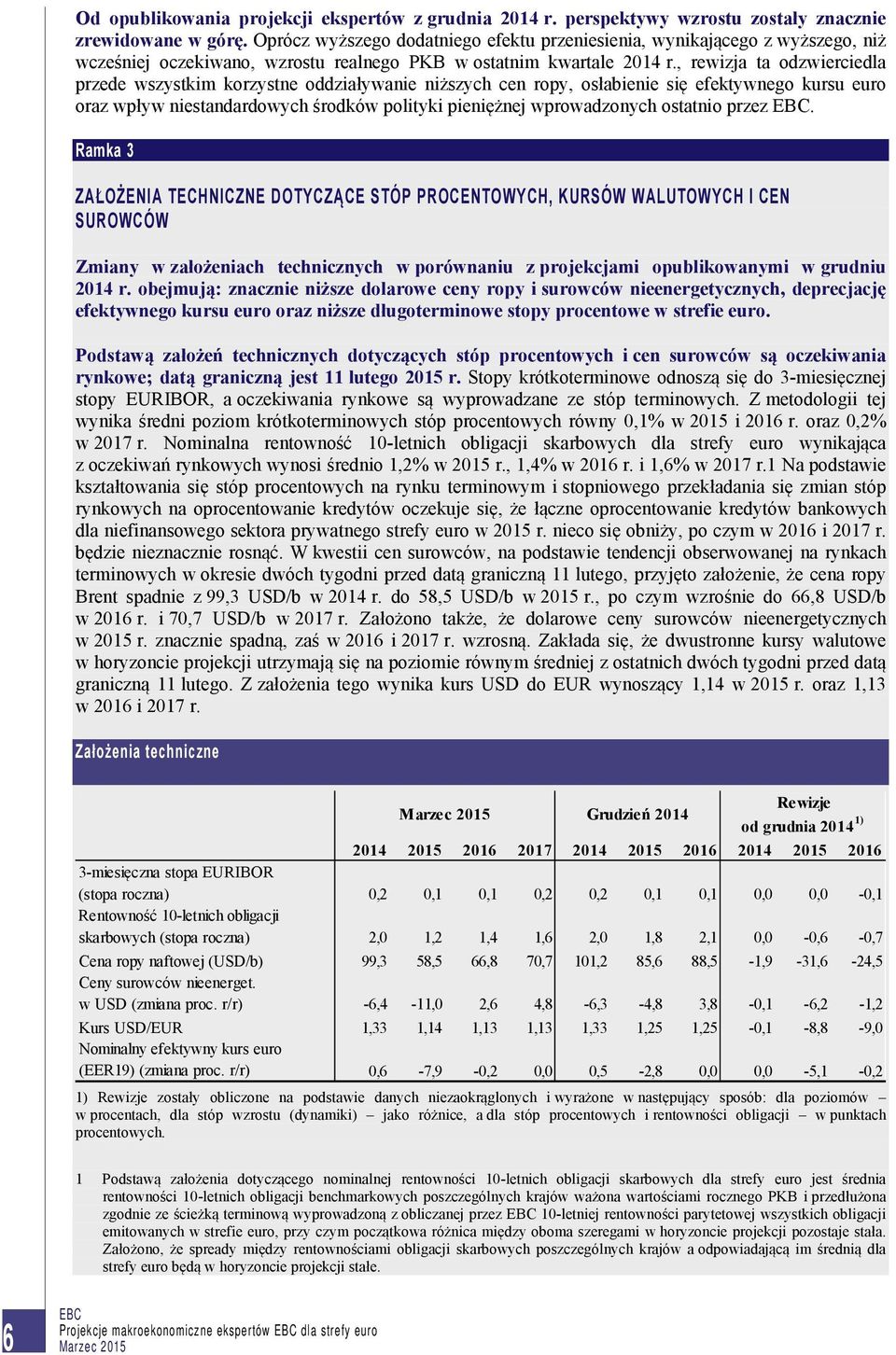 , rewizja ta odzwierciedla przede wszystkim korzystne oddziaływanie niższych cen ropy, osłabienie się efektywnego kursu euro oraz wpływ niestandardowych środków polityki pieniężnej wprowadzonych