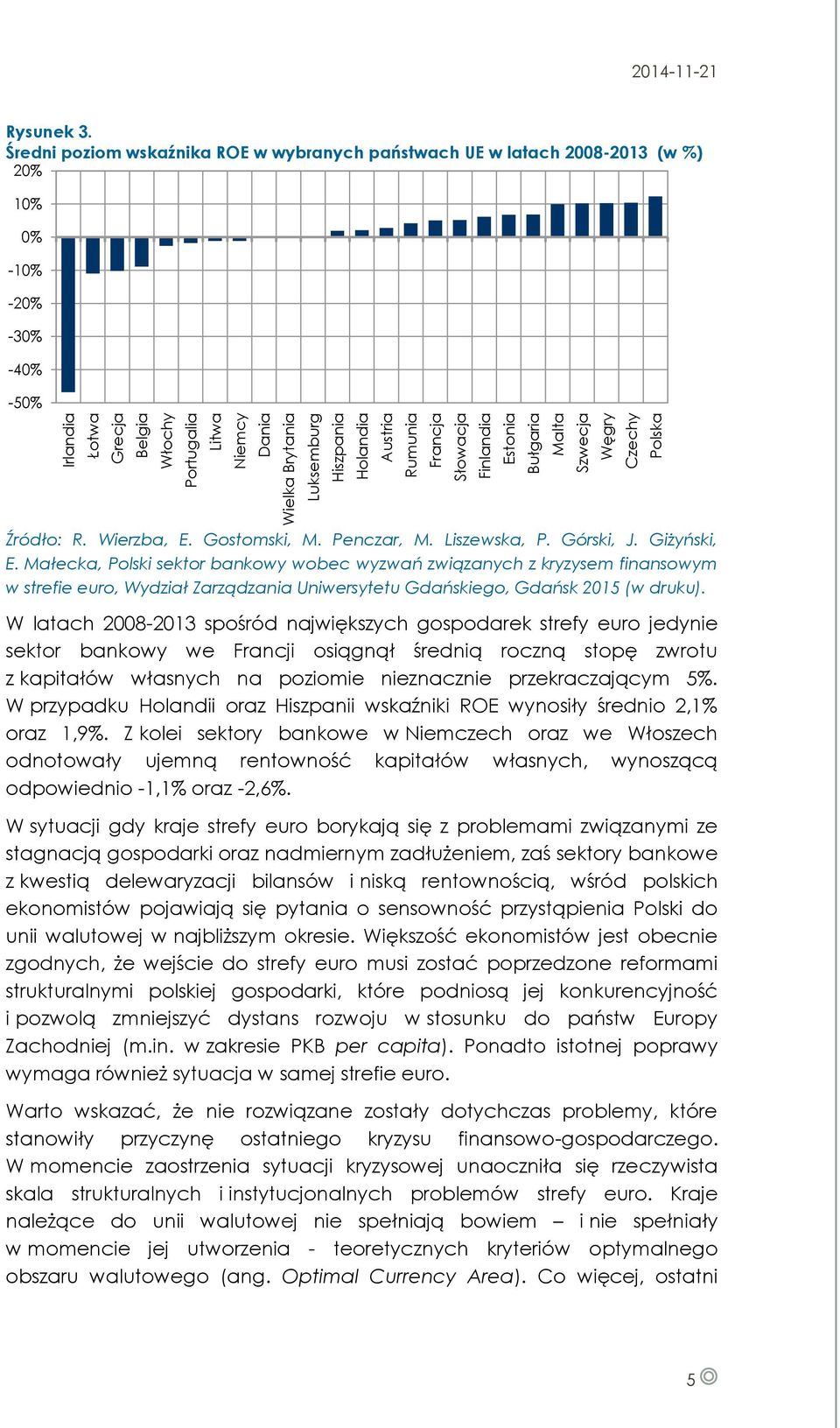 Liszewska, P. Górski, J. Giżyński, E. Małecka, Polski sektor bankowy wobec wyzwań związanych z kryzysem finansowym w strefie euro, Wydział Zarządzania Uniwersytetu Gdańskiego, Gdańsk 2015 (w druku).