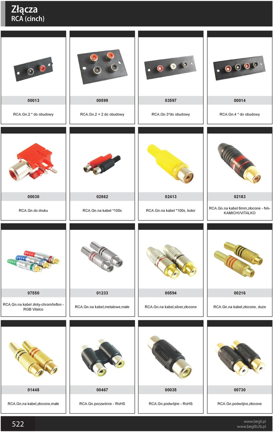 Gn.na kabel złoty-chrom/teflon - RGB Vitalco RCA.Gn.na kabel,metalowe,małe RCA.Gn.na kabel,silver,złocone RCA.Gn.na kabel,złocone, duże 01448 00467 00035 00730 RCA.