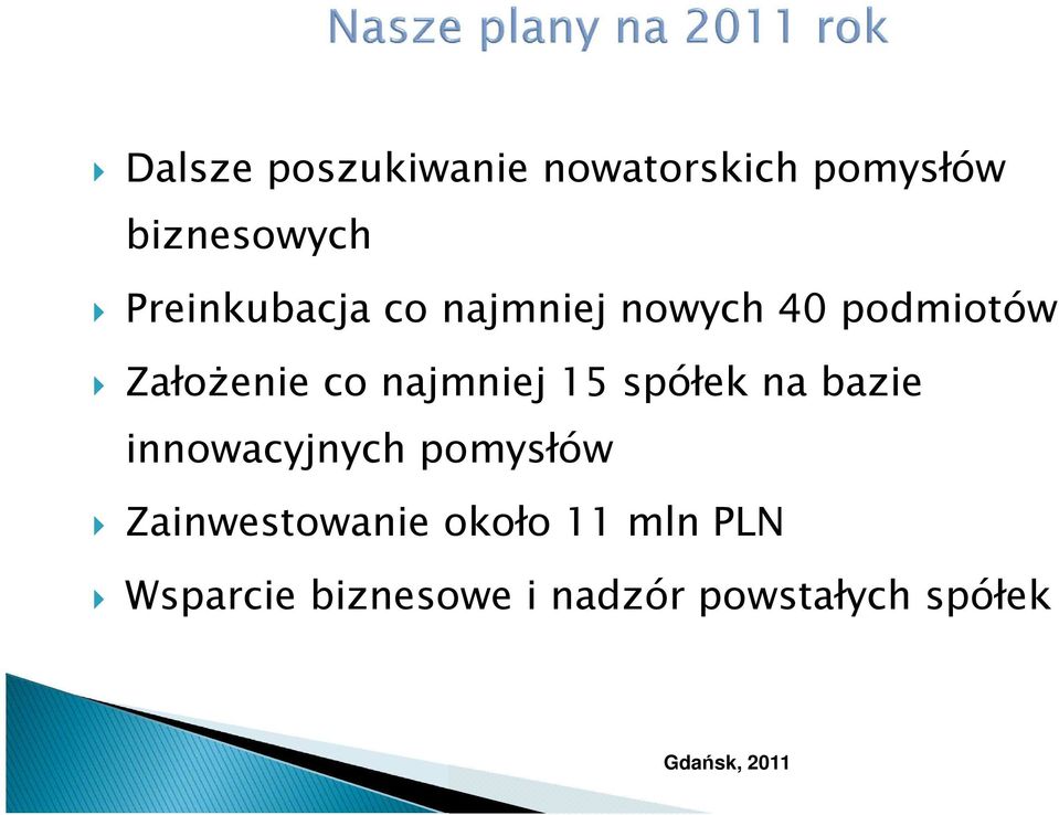 najmniej 15 spółek na bazie innowacyjnych pomysłów