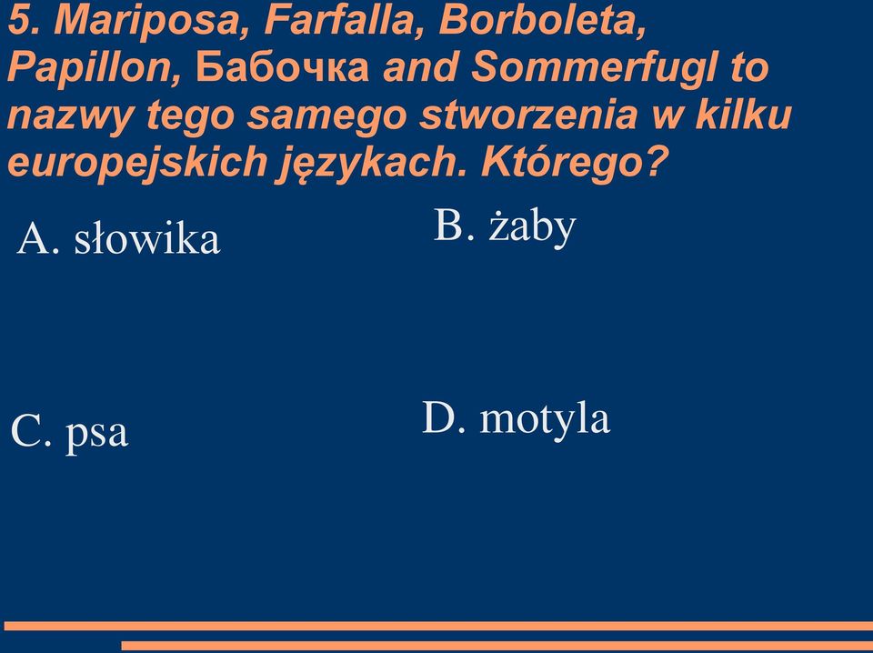 stworzenia w kilku europejskich językach.