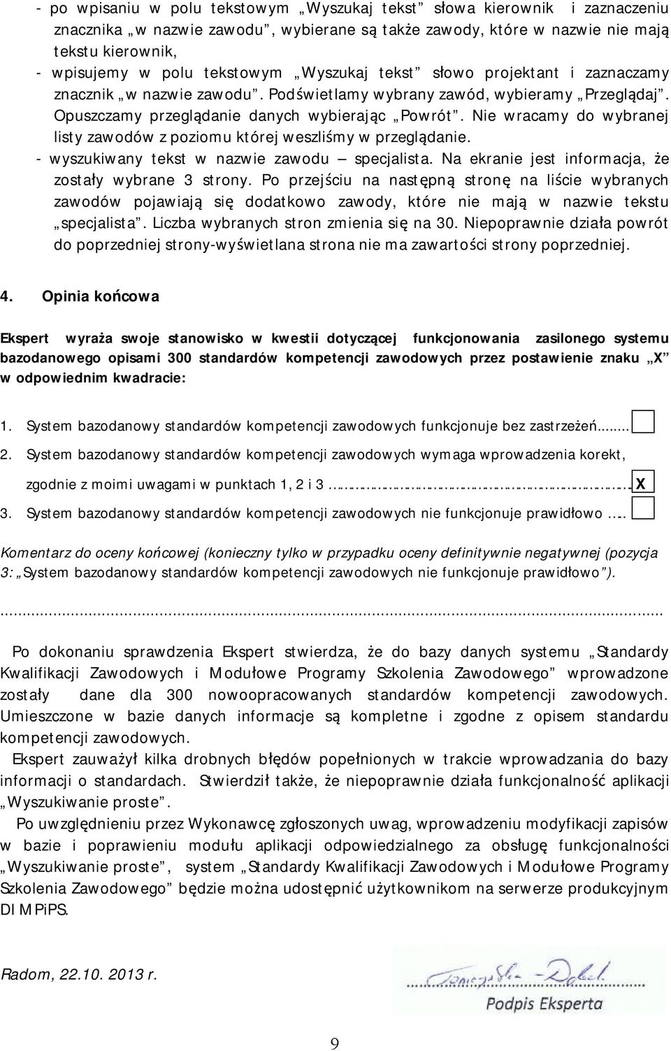 Nie wracamy do wybranej listy zawodów z poziomu której weszliśmy w przeglądanie. - wyszukiwany tekst w nazwie zawodu specjalista. Na ekranie jest informacja, że zostały wybrane 3 strony.