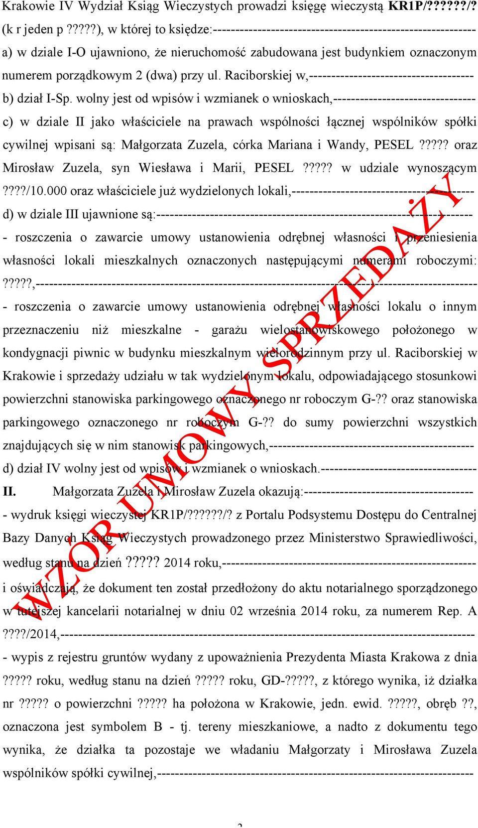 Raciborskiej w,------------------------------------- b) dział I-Sp.