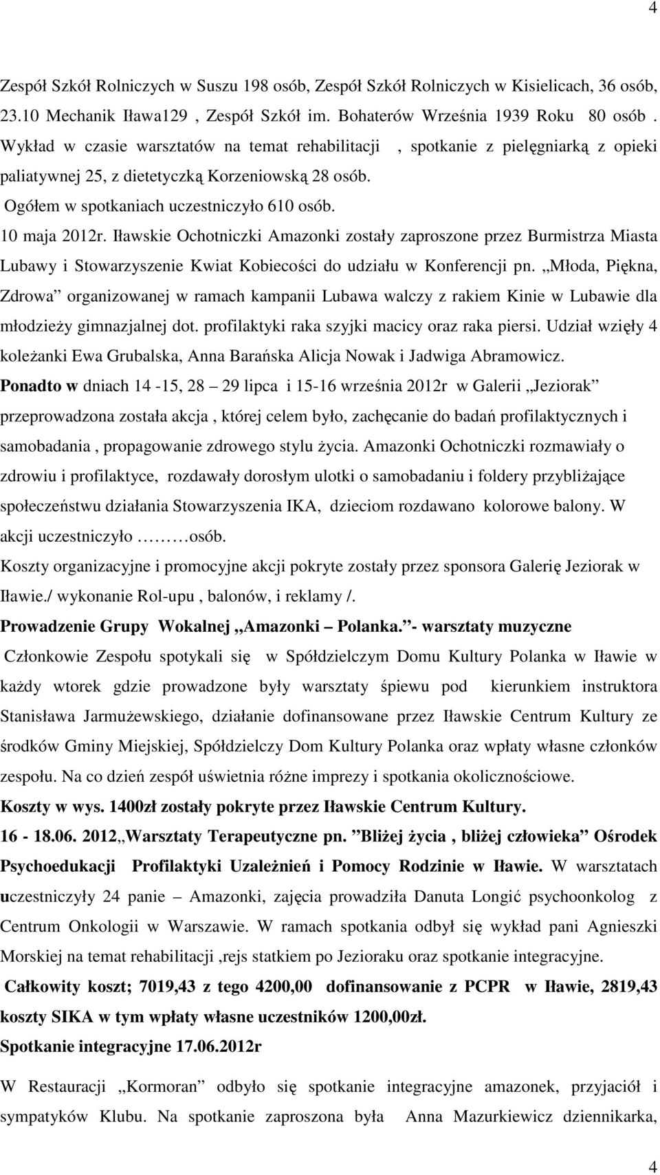Iławskie Ochotniczki Amazonki zostały zaproszone przez Burmistrza Miasta Lubawy i Stowarzyszenie Kwiat Kobiecości do udziału w Konferencji pn.