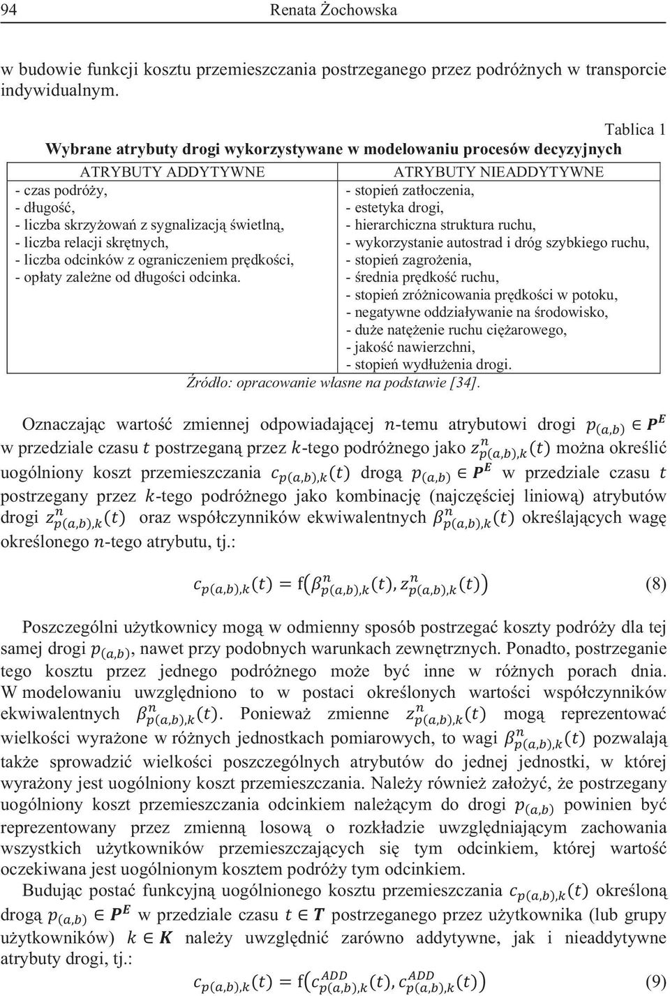 skrzyowa z sygnalizacj wietln, - hierarchiczna struktura ruchu, - liczba relacji skrtnych, - wykorzystanie autostrad i dróg szybkiego ruchu, - liczba odcinków z ograniczeniem prdkoci, - stopie