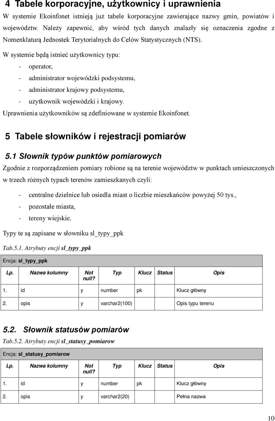 W systemie będą istnieć użytkownicy typu: - operator, - administrator wojewódzki podsystemu, - administrator krajowy podsystemu, - użytkownik wojewódzki i krajowy.