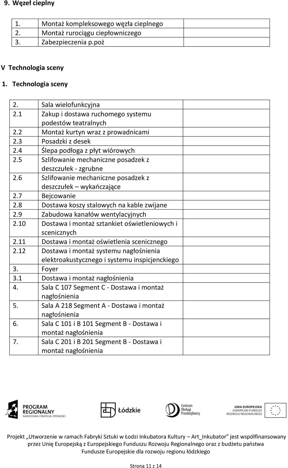 5 Szlifowanie mechaniczne posadzek z deszczułek - zgrubne 2.6 Szlifowanie mechaniczne posadzek z deszczułek wykańczające 2.7 Bejcowanie 2.8 Dostawa koszy stalowych na kable zwijane 2.